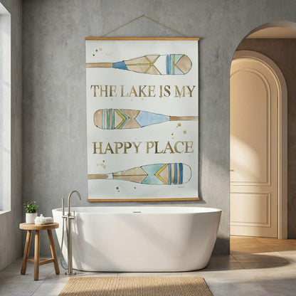 Seaside Retreat Indoor Wall Décor Canvas Tapestry, The Lake Is My Happ | Plow & Hearth