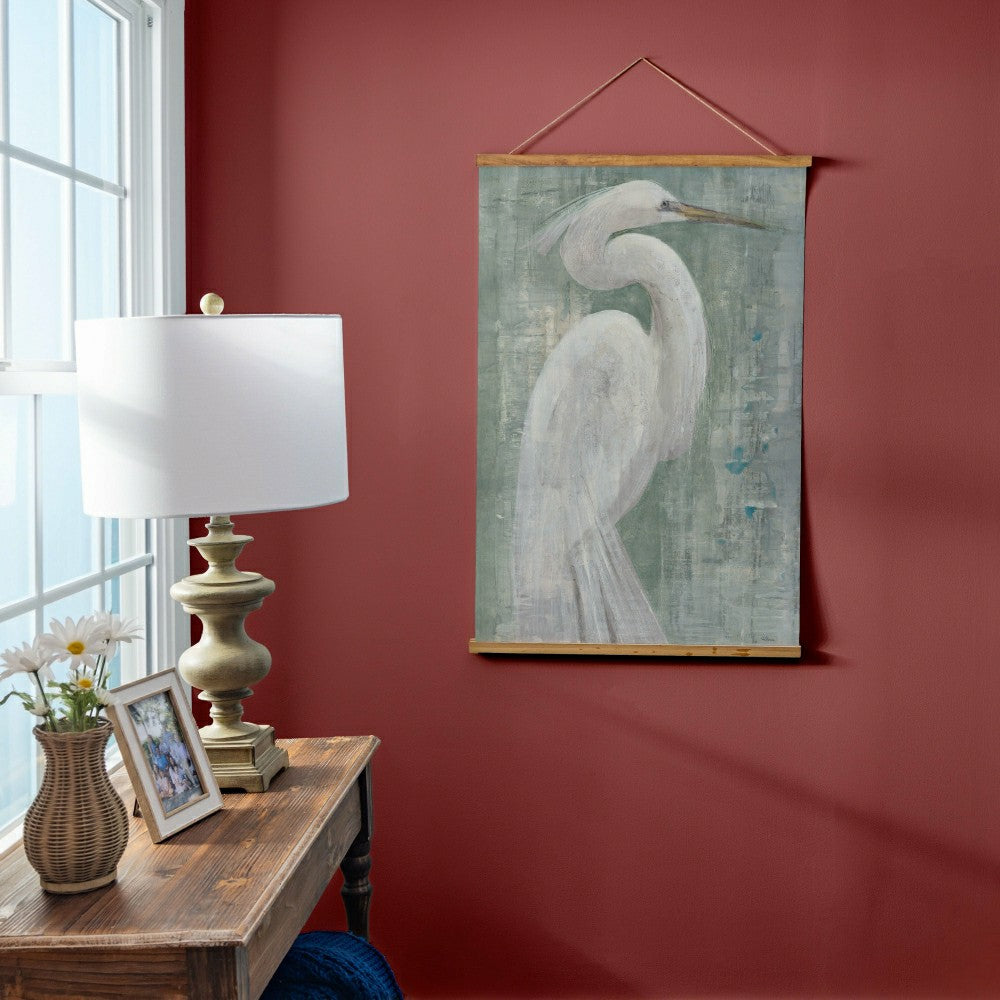 Seaside Retreat Indoor Wall Décor Canvas Tapestry, White Egret | Plow & Hearth