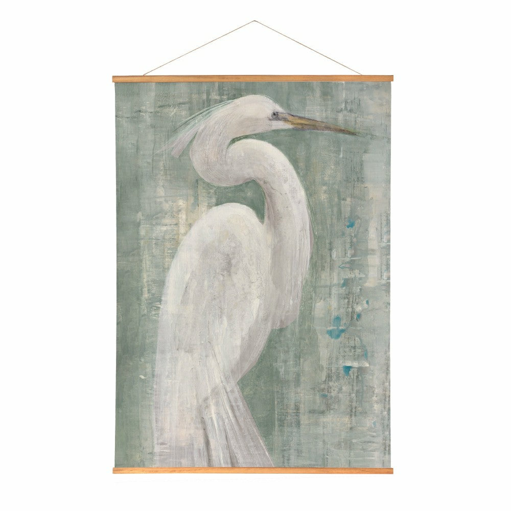 Seaside Retreat Indoor Wall Décor Canvas Tapestry, White Egret | Plow & Hearth
