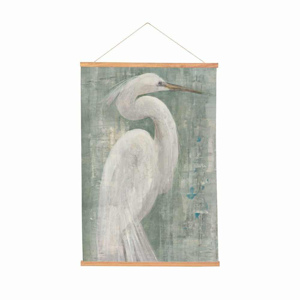 Seaside Retreat Indoor Wall Décor Canvas Tapestry, White Egret | Plow & Hearth