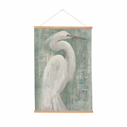 Seaside Retreat Indoor Wall Décor Canvas Tapestry, White Egret | Plow & Hearth