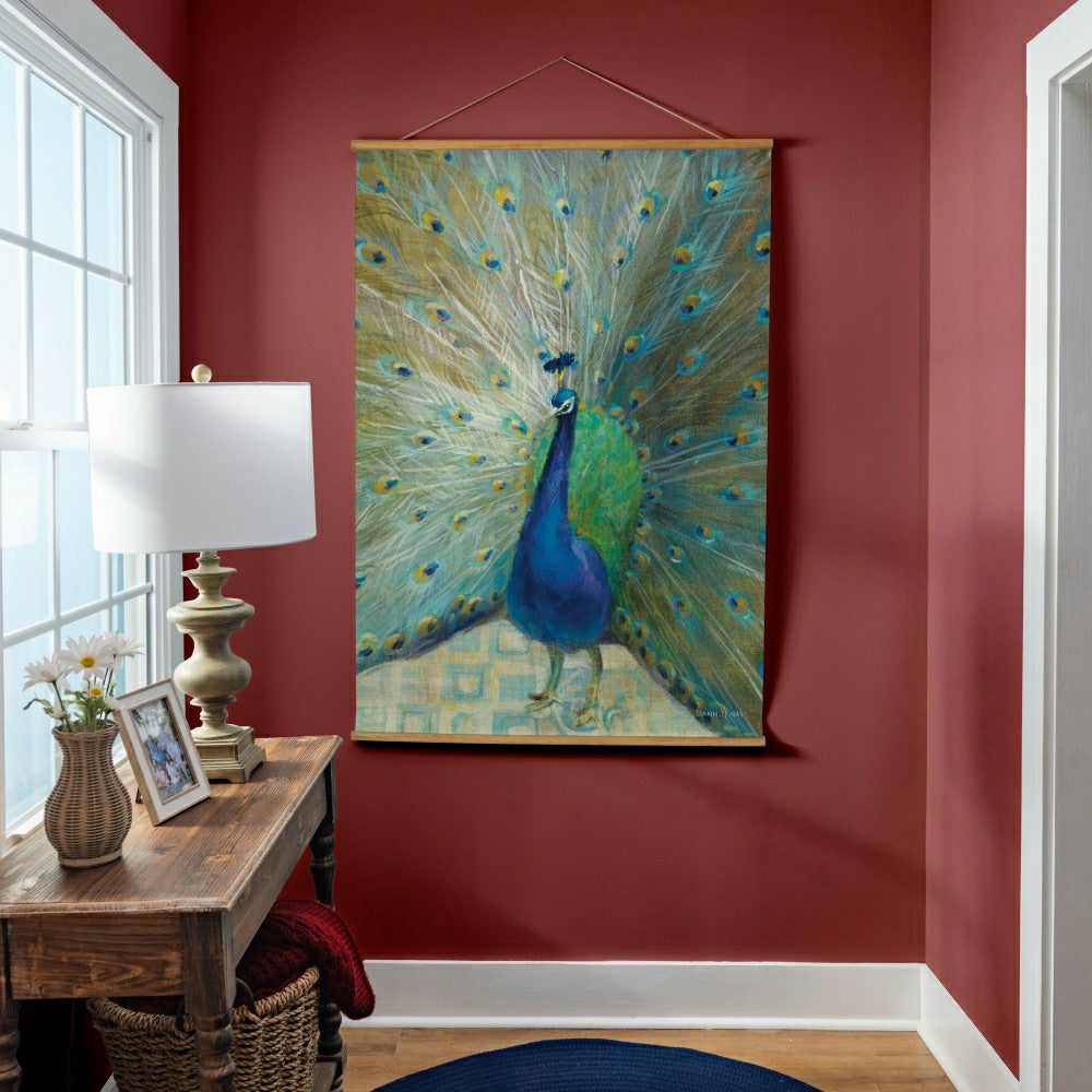 Seaside Retreat Indoor Wall Décor Canvas Tapestry, Peacock | Plow & Hearth