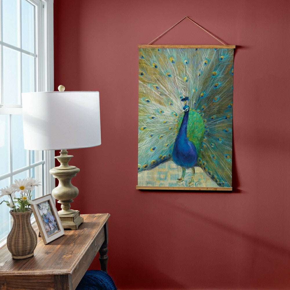 Seaside Retreat Indoor Wall Décor Canvas Tapestry, Peacock | Plow & Hearth
