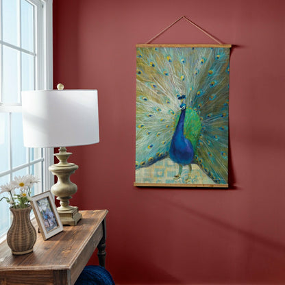 Seaside Retreat Indoor Wall Décor Canvas Tapestry, Peacock | Plow & Hearth