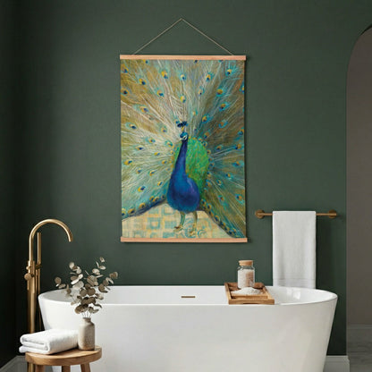 Seaside Retreat Indoor Wall Décor Canvas Tapestry, Peacock | Plow & Hearth