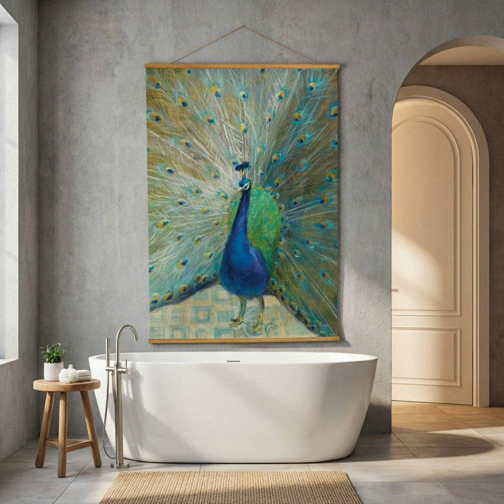 Seaside Retreat Indoor Wall Décor Canvas Tapestry, Peacock | Plow & Hearth