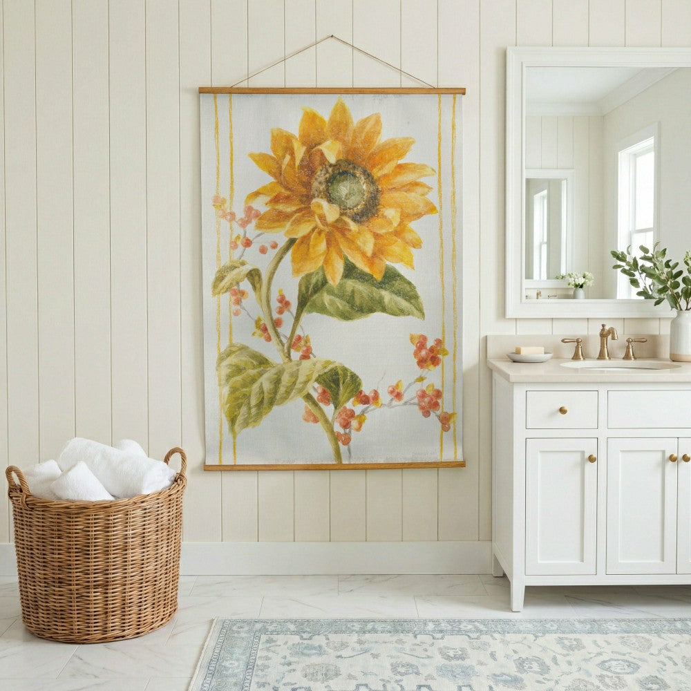 Hillside Pasture Indoor Wall Décor Canvas Tapestry, Sunflower | Plow & Hearth
