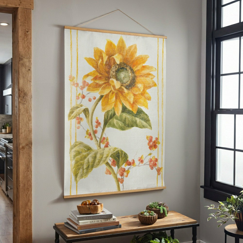 Hillside Pasture Indoor Wall Décor Canvas Tapestry, Sunflower | Plow & Hearth