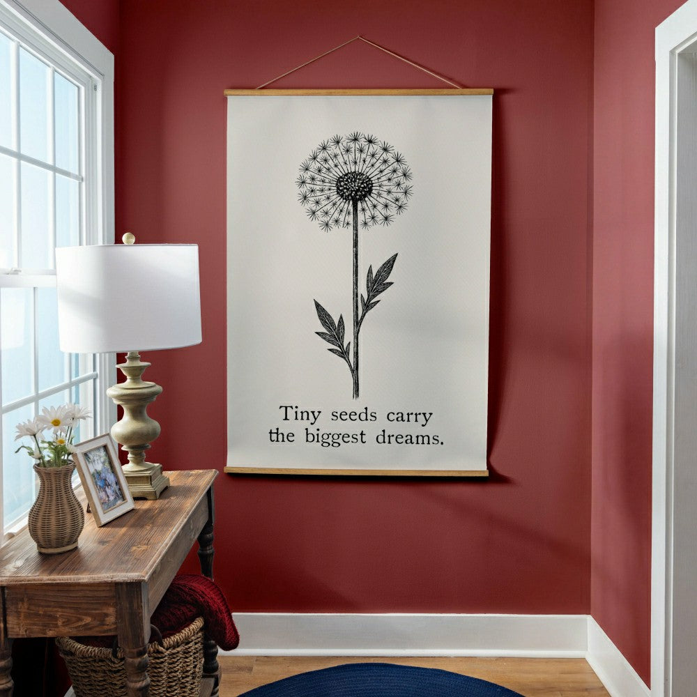 Heart of the Home Indoor Wall Décor Canvas Tapestry, Tiny Seeds Carry  | Plow & Hearth