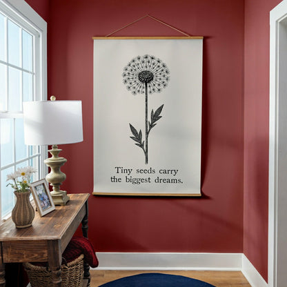 Heart of the Home Indoor Wall Décor Canvas Tapestry, Tiny Seeds Carry  | Plow & Hearth