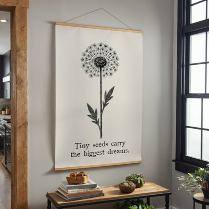 Heart of the Home Indoor Wall Décor Canvas Tapestry, Tiny Seeds Carry  | Plow & Hearth
