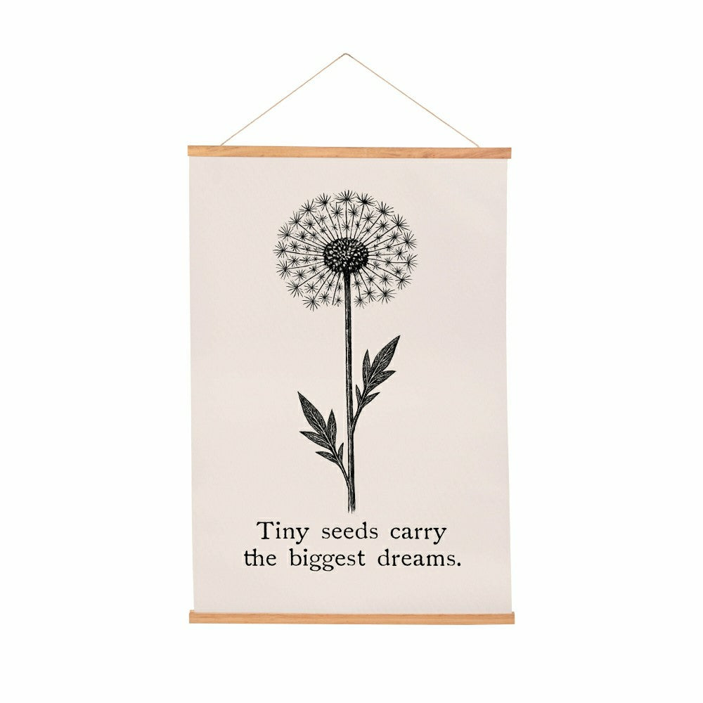 Heart of the Home Indoor Wall Décor Canvas Tapestry, Tiny Seeds Carry  | Plow & Hearth