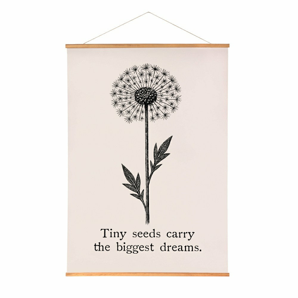 Heart of the Home Indoor Wall Décor Canvas Tapestry, Tiny Seeds Carry  | Plow & Hearth
