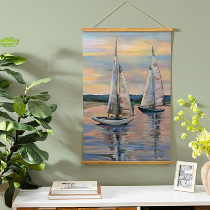 Seaside Retreat Indoor Wall Décor Canvas Tapestry, Sail Boats | Plow & Hearth