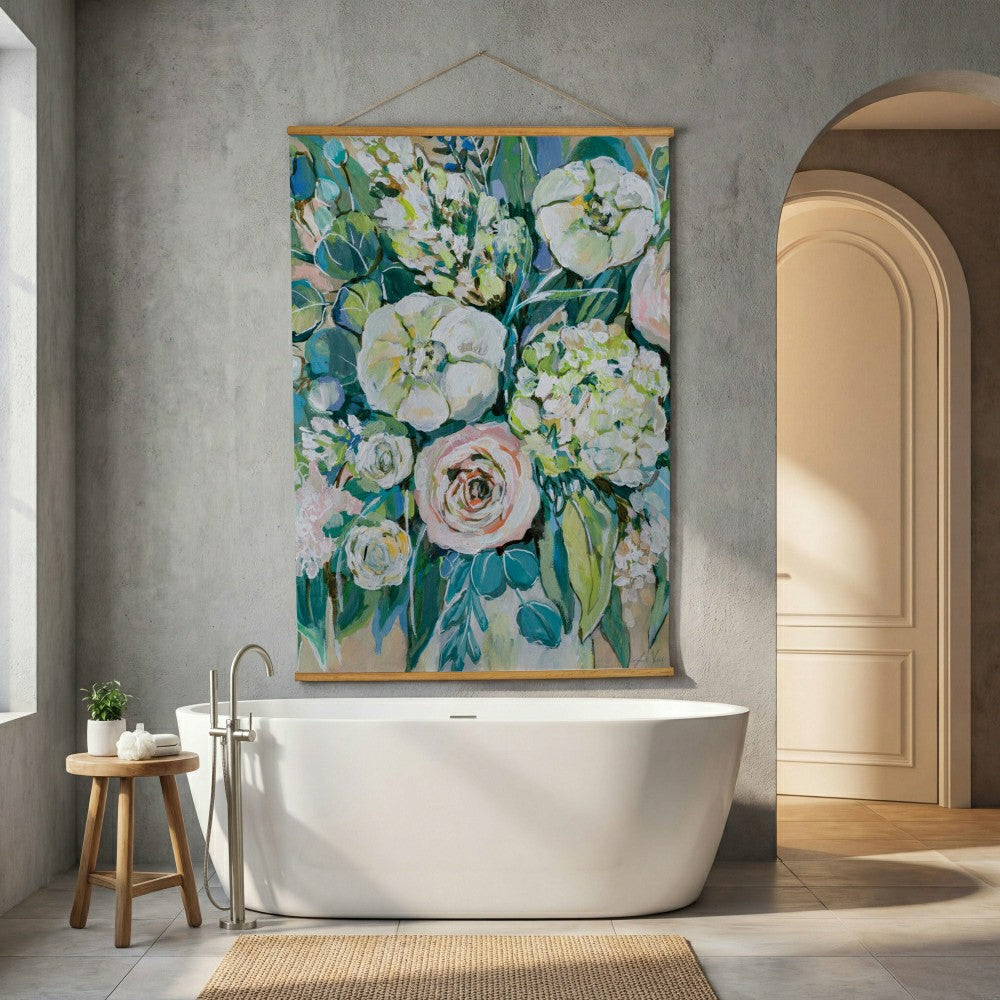 Hillside Pasture Indoor Wall Décor Canvas Tapestry, Floral Bouquet | Plow & Hearth