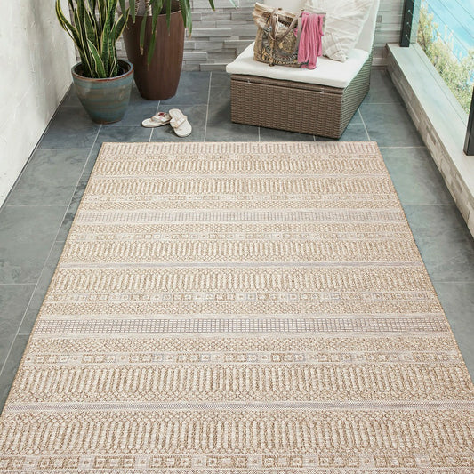Indoor/Outdoor Beachcomber Striped Rug, 7'10" x 9'10" | Plow & Hearth