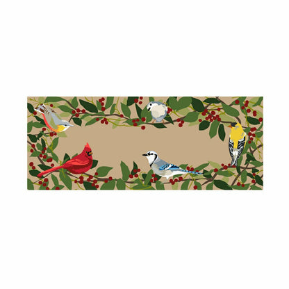 Indoor/Outdoor Synthetic Blend Birds Border Runner, 24" x 60" | Plow & Hearth