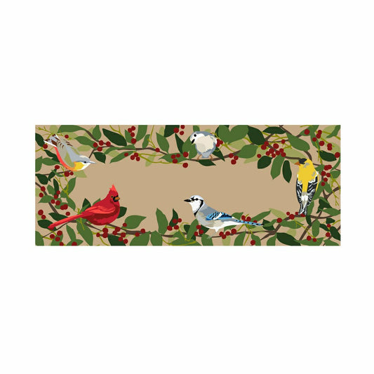 Indoor/Outdoor Synthetic Blend Birds Border Runner, 24" x 60" | Plow & Hearth