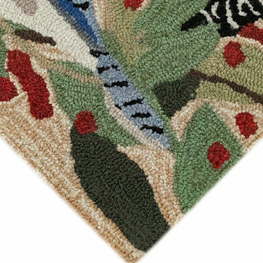 Indoor/Outdoor Synthetic Blend Birds Border Runner, 24" x 60" | Plow & Hearth
