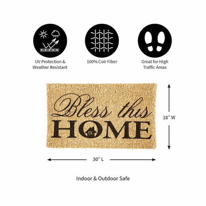Bless This Home Coir Mat | Plow & Hearth
