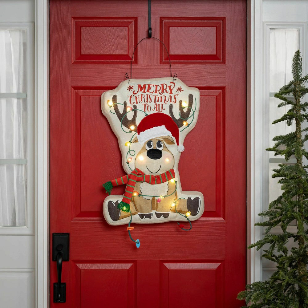 Merry Christmas to All Lighted Estate Door Décor | Plow & Hearth