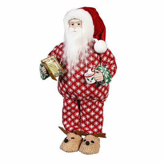 Christmas Vacation Table Décor Santa in Pajamas Fabric and Plastic, 19 | Plow & Hearth