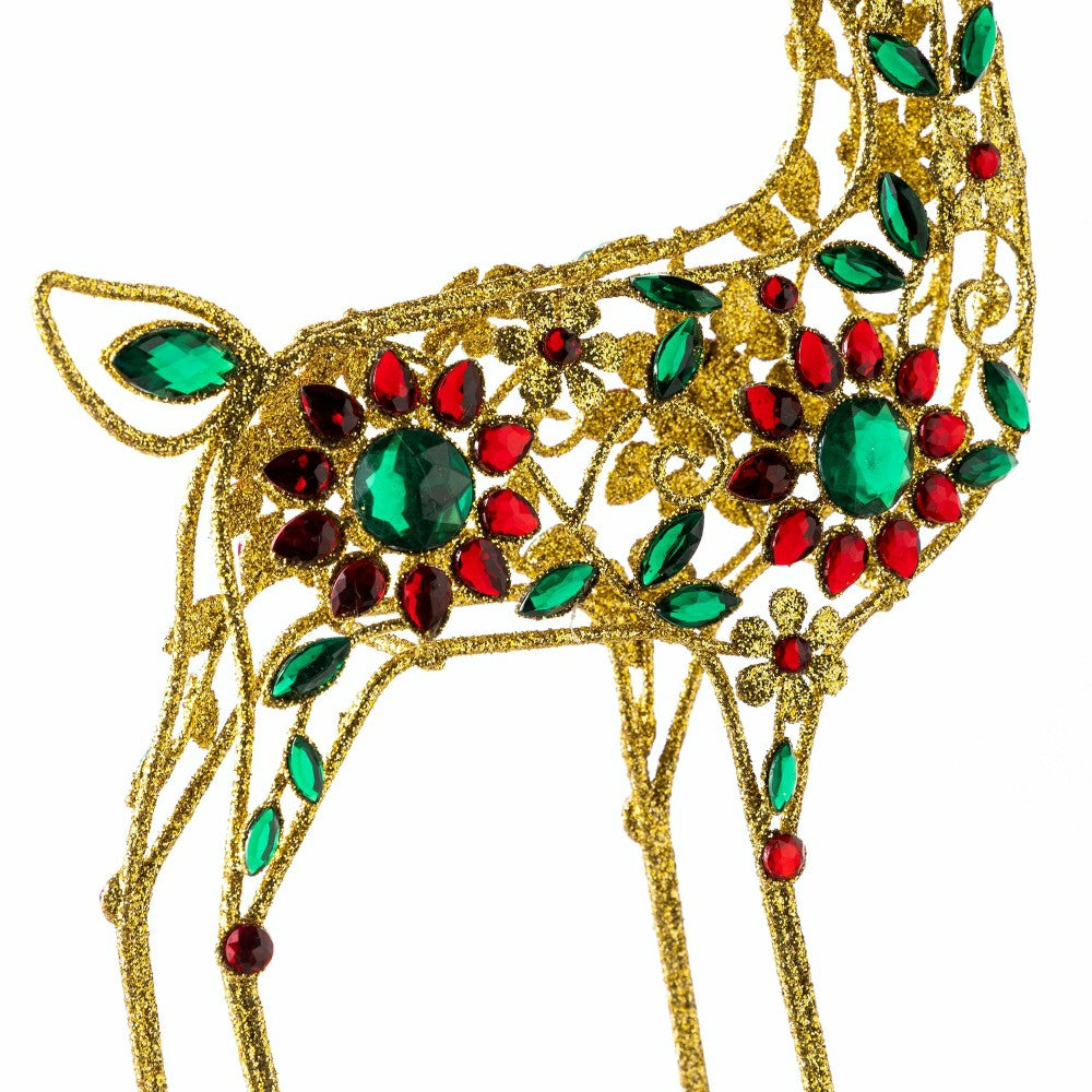 Jeweled Gold 17" Holiday Deer Tabletop Statue | Plow & Hearth