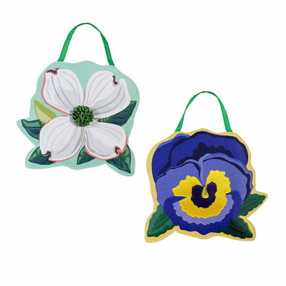 Vibrant Pansies & Dogwood Blossom Door Decor | Plow & Hearth
