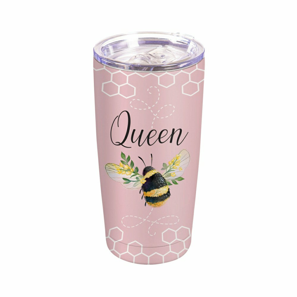 Pollinator Garden Tumbler Double Wall Stainless Steel Tumbler, Queen B | Plow & Hearth