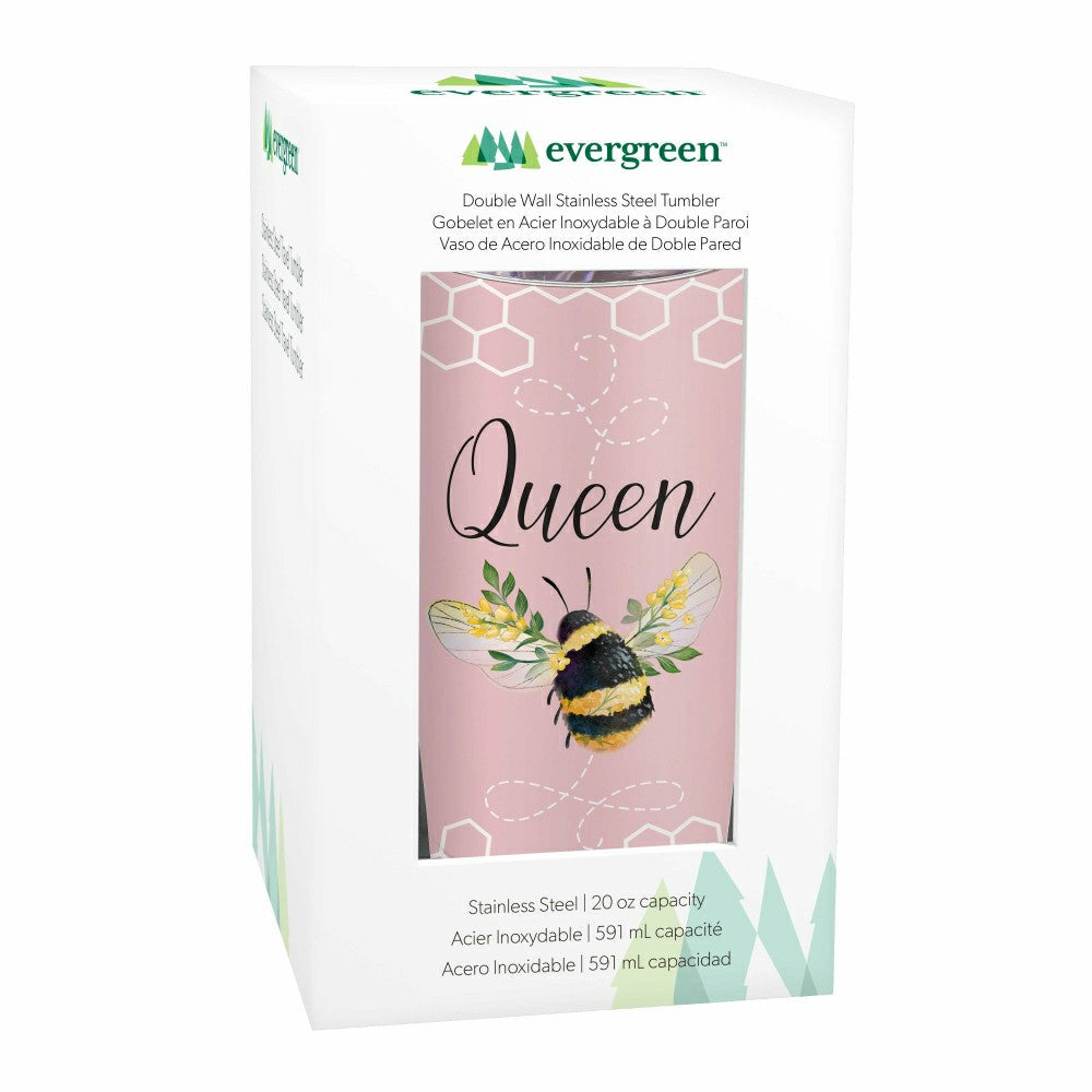 Pollinator Garden Tumbler Double Wall Stainless Steel Tumbler, Queen B | Plow & Hearth
