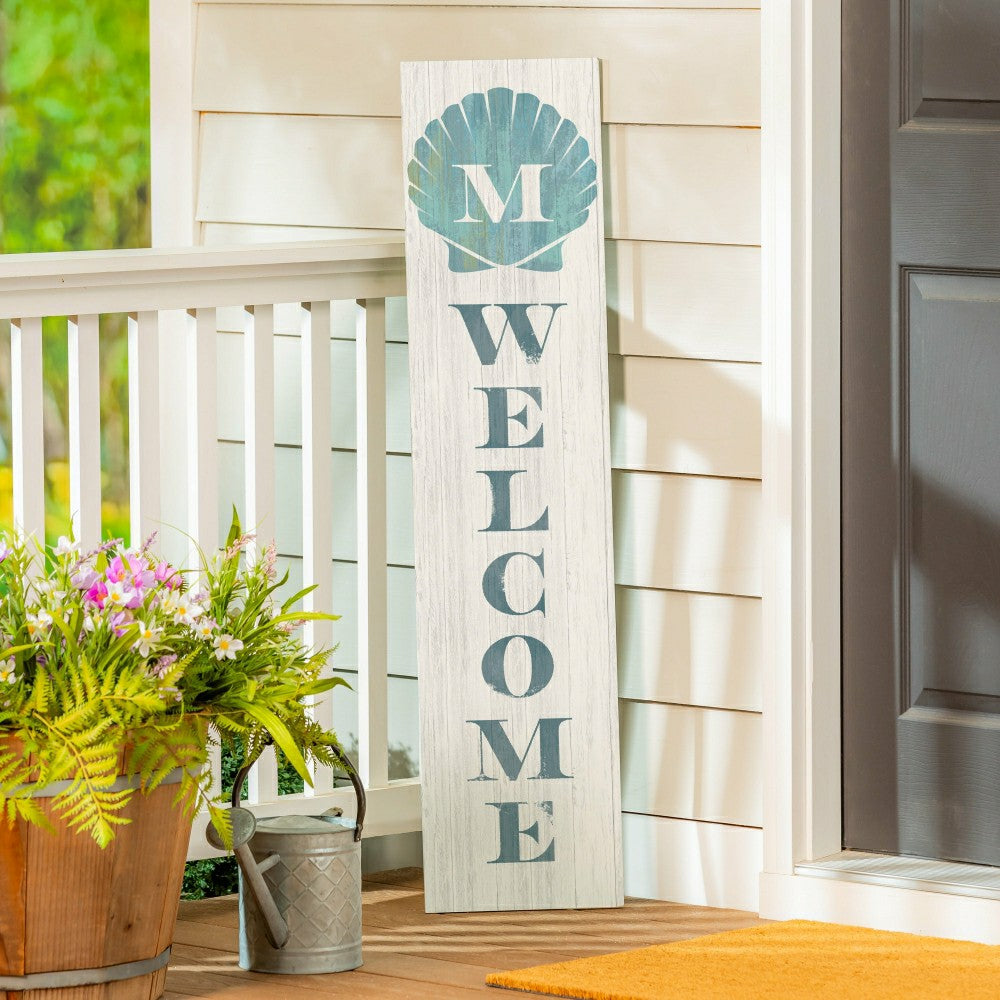 Coastal Porch Leaner Shell Monogram 46" M | Plow & Hearth