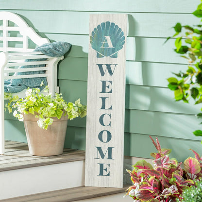 Coastal Porch Leaner Shell Monogram 46" A | Plow & Hearth