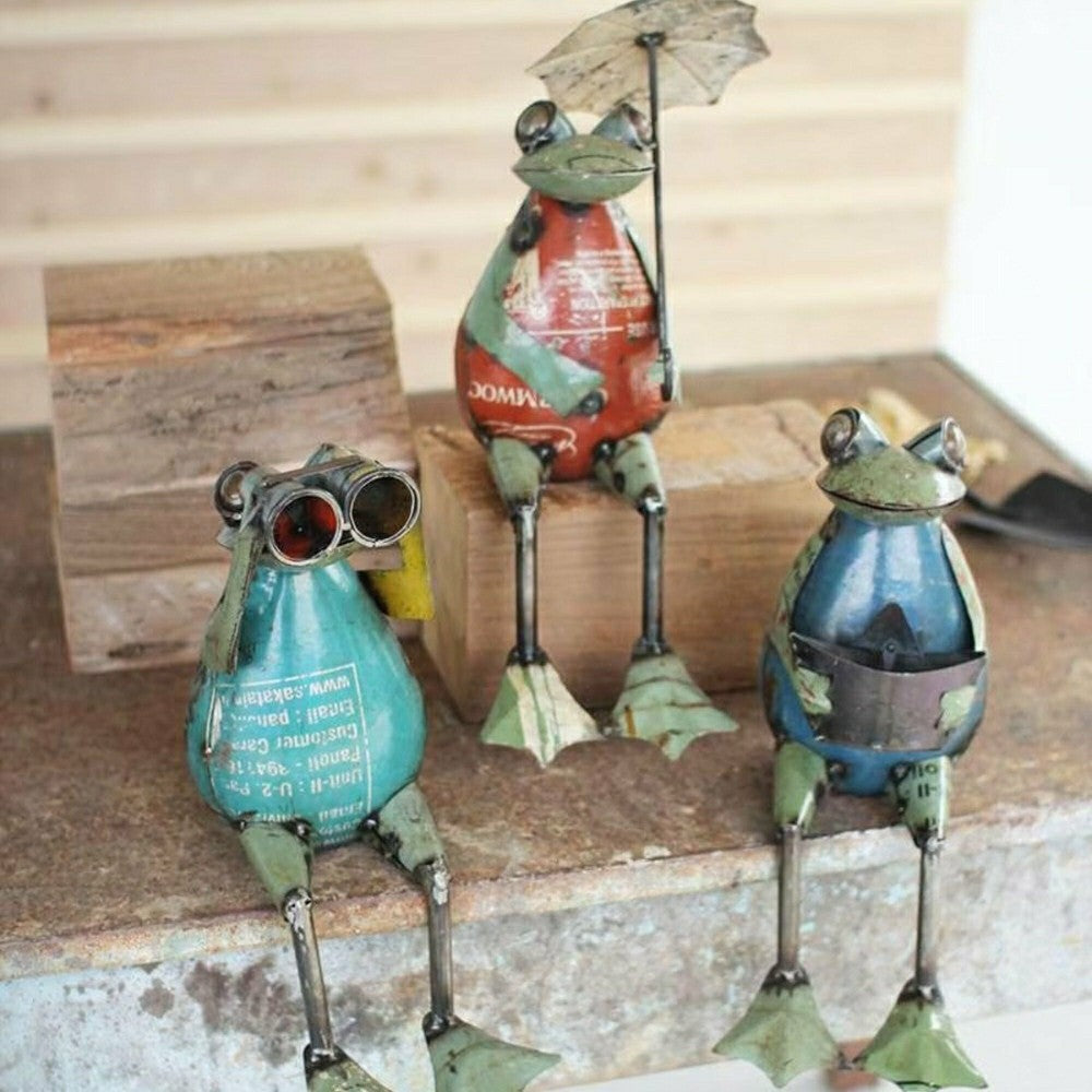 Recyled Metal Frog Garden Statue, Set of 3 | Plow & Hearth