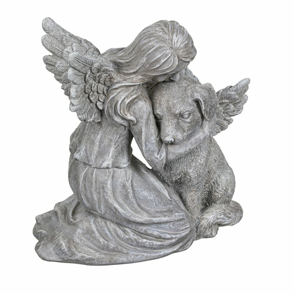 Memorial Angel’s Comfort Dog Resin Statuary, 8.5"H | Plow & Hearth