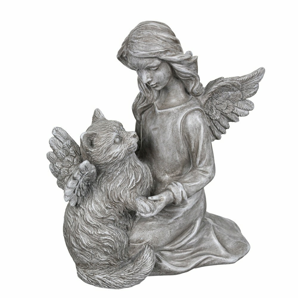 Memorial Angel’s Comfort Cat Resin Statuary, 8.5"H | Plow & Hearth