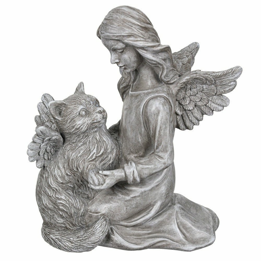 Memorial Angel’s Comfort Cat Resin Statuary, 8.5"H | Plow & Hearth