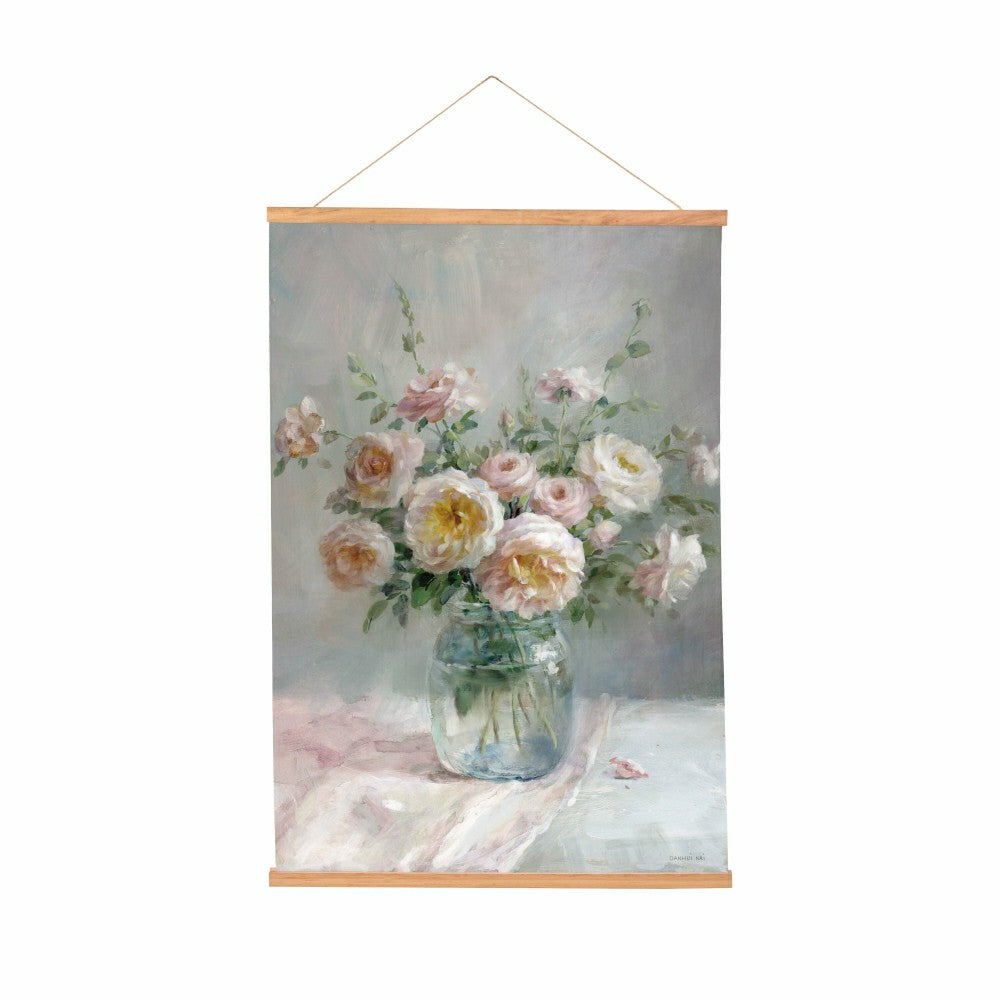 Hillside Pasture Indoor Wall Decor Canvas Tapestry, Pink/White Roses i | Plow & Hearth