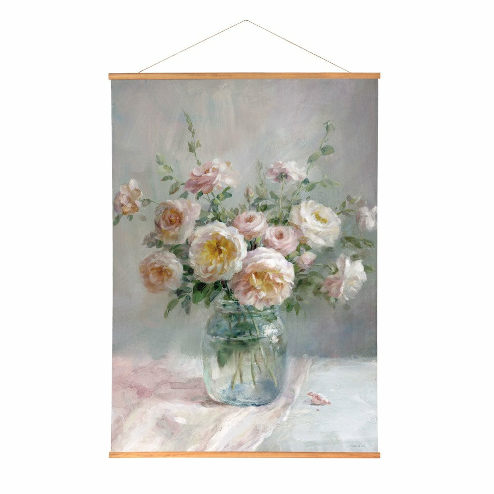 Hillside Pasture Indoor Wall Decor Canvas Tapestry, Pink/White Roses i | Plow & Hearth