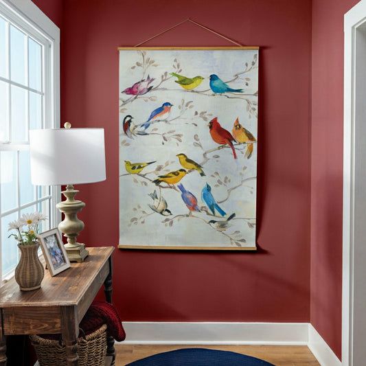 Cottage Garden Indoor Wall Décor Canvas Tapestry, Birds on Branches | Plow & Hearth
