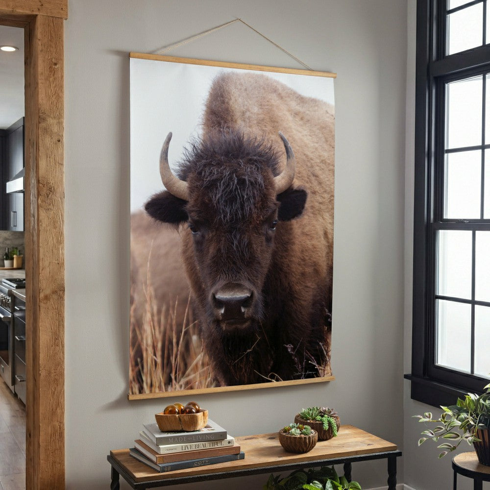 Hillside Pasture Indoor Wall Décor Canvas Tapestry, Bison | Plow & Hearth