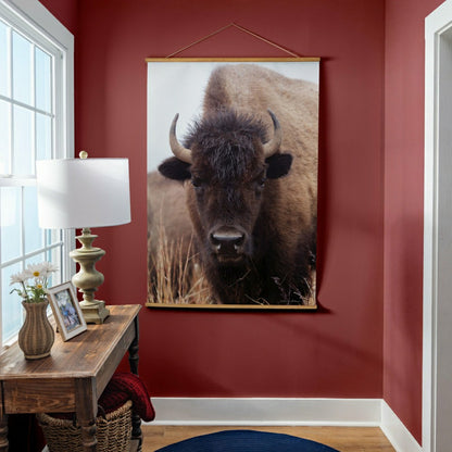 Hillside Pasture Indoor Wall Décor Canvas Tapestry, Bison | Plow & Hearth
