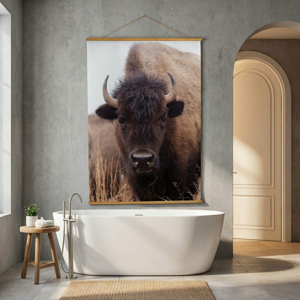 Hillside Pasture Indoor Wall Décor Canvas Tapestry, Bison | Plow & Hearth