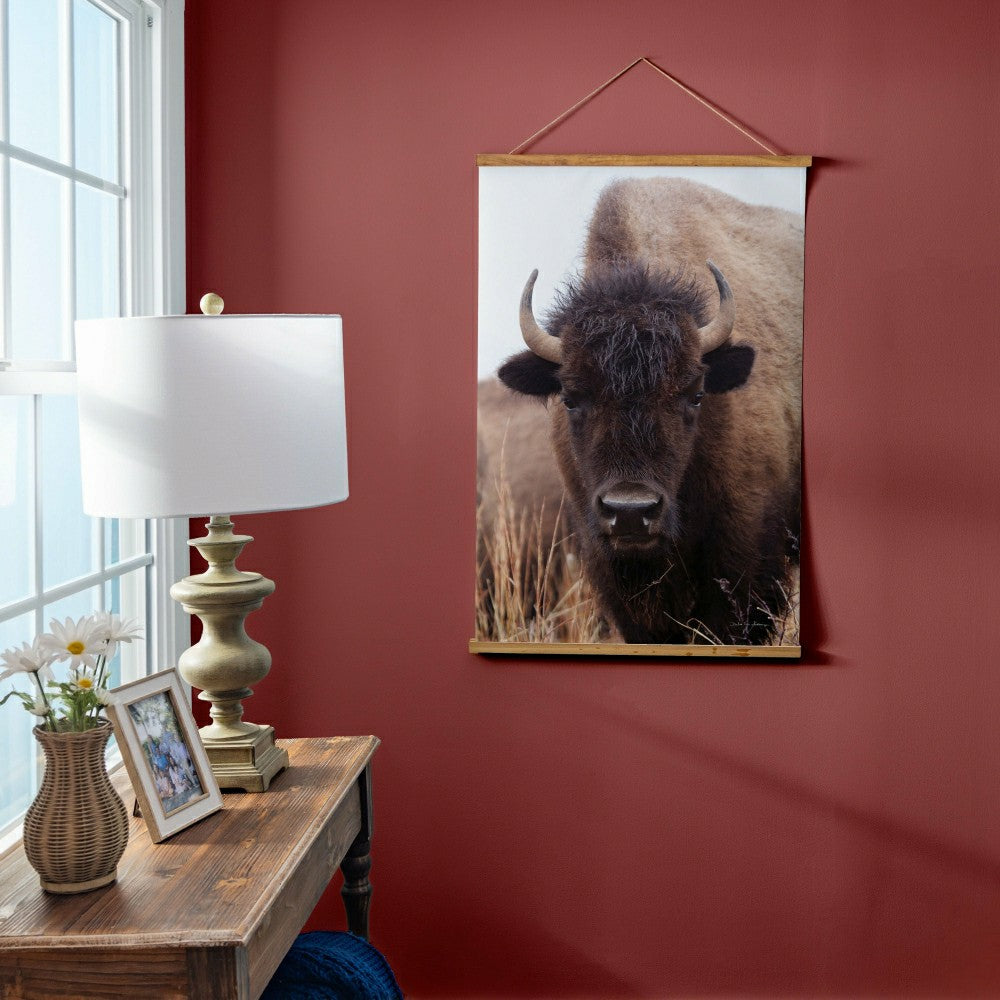 Hillside Pasture Indoor Wall Décor Canvas Tapestry, Bison | Plow & Hearth