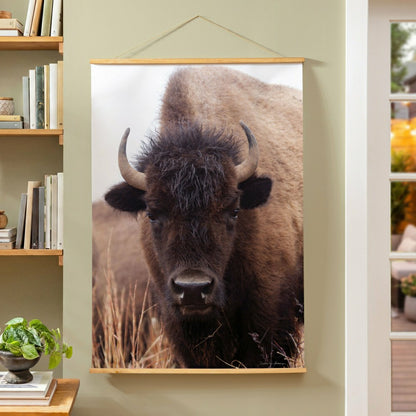 Hillside Pasture Indoor Wall Décor Canvas Tapestry, Bison | Plow & Hearth