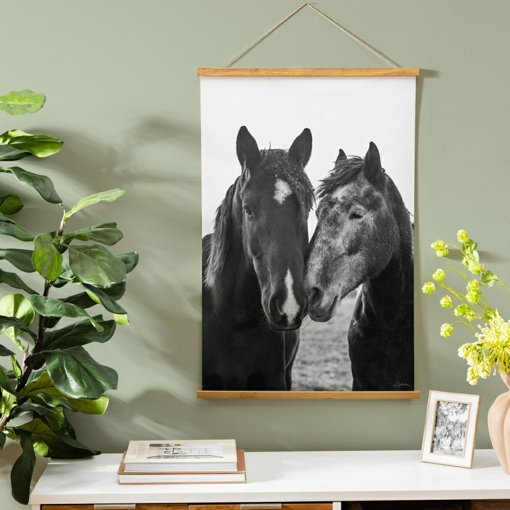 Hillside Pasture Indoor Wall Décor Canvas Tapestry, Horses | Plow & Hearth