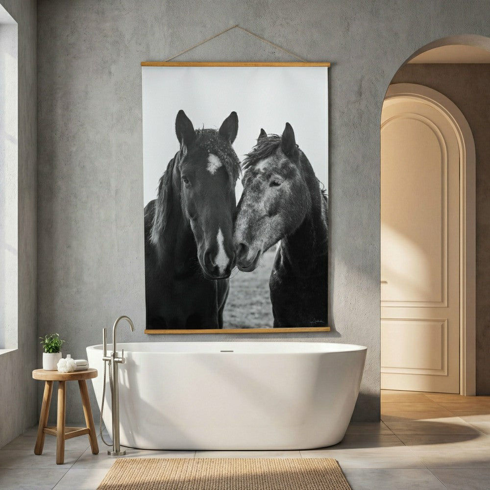 Hillside Pasture Indoor Wall Décor Canvas Tapestry, Horses | Plow & Hearth