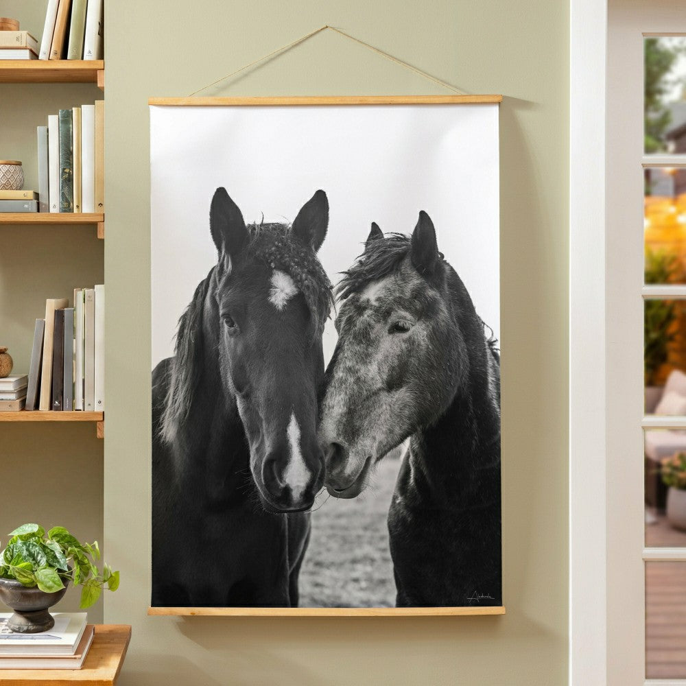 Hillside Pasture Indoor Wall Décor Canvas Tapestry, Horses | Plow & Hearth