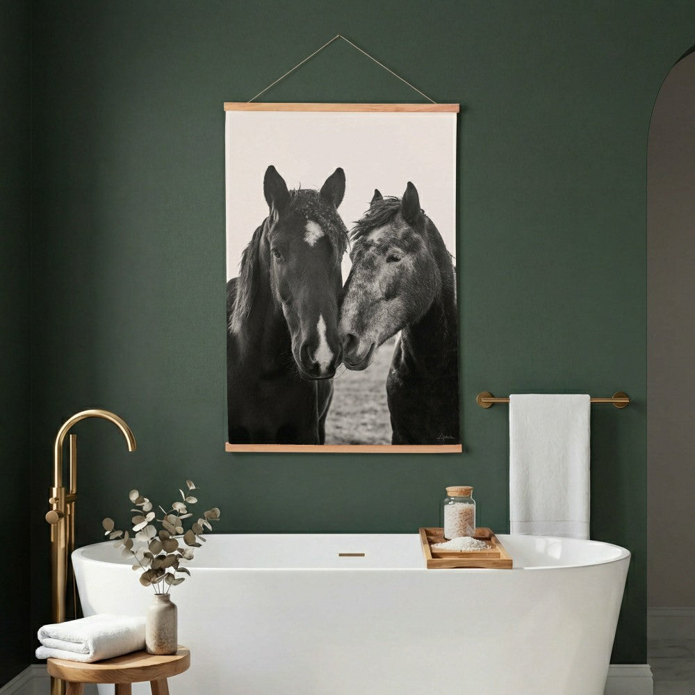 Hillside Pasture Indoor Wall Décor Canvas Tapestry, Horses | Plow & Hearth