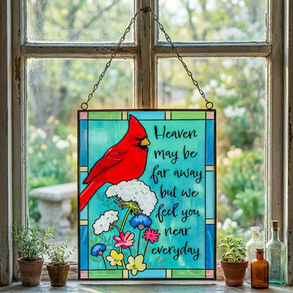 Memorial Glass Wall Décor, “Heaven May be Far Away but We Hear You Eve | Plow & Hearth