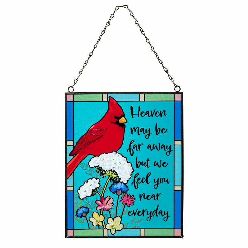 Memorial Glass Wall Décor, “Heaven May be Far Away but We Hear You Eve | Plow & Hearth